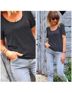 T-Shirt marinière, noir