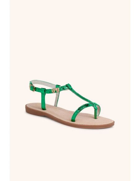 Sandale BULLE vert snake metal