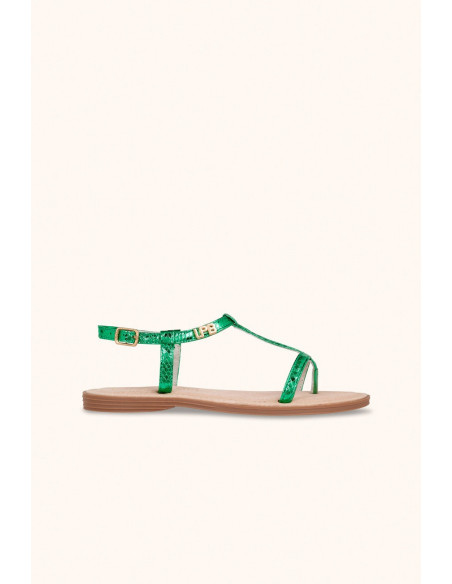 Sandale BULLE vert snake metal