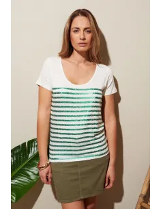 Teeshirt GIULIA, Craie vert