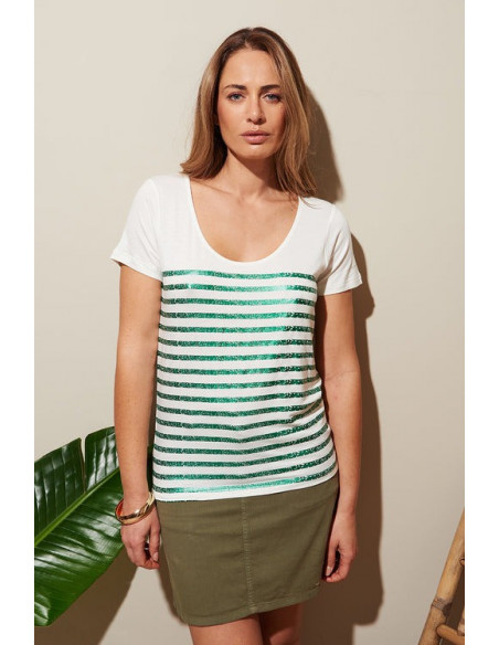 Teeshirt GIULIA, Craie vert