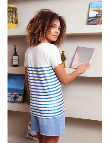 Teeshirt GIULIA, Craie indigo