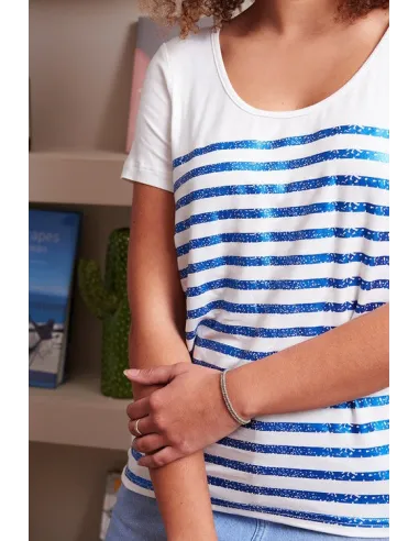 Teeshirt GIULIA, Craie indigo