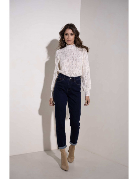 Jean coupe mom, bleu brut, H2719-N-2