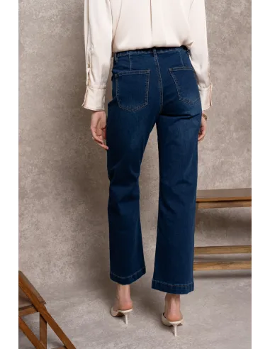 Jean coupe wide, poches rabats casual, H4071