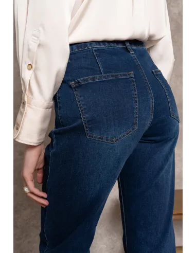 Jean coupe wide, poches rabats casual, H4071