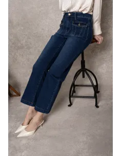 Jean coupe wide, poches rabats casual, H4071 2