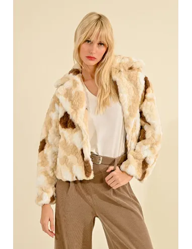 Blouson fourrure court texturé