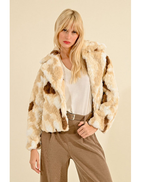 Blouson fourrure court texturé