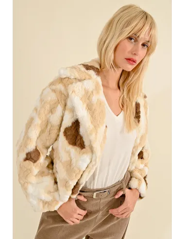 Blouson fourrure court texturé