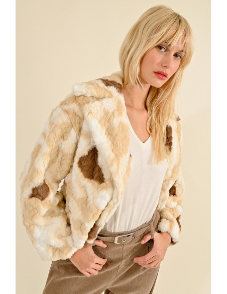 Blouson fourrure court texturé