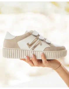 Basket creepers à scratch, doré et blanc 2