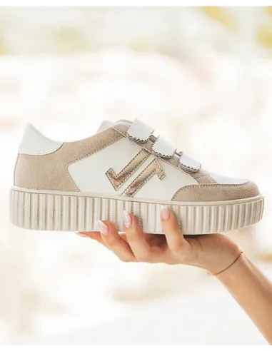 Basket creepers à scratch, doré et blanc