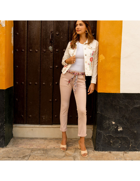 Pantalon chino ONADO, Rose poudré