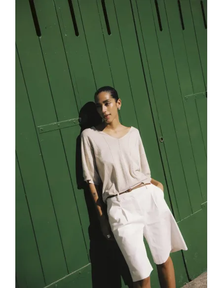 Pull sans manches Mobbe, beige, pailleté