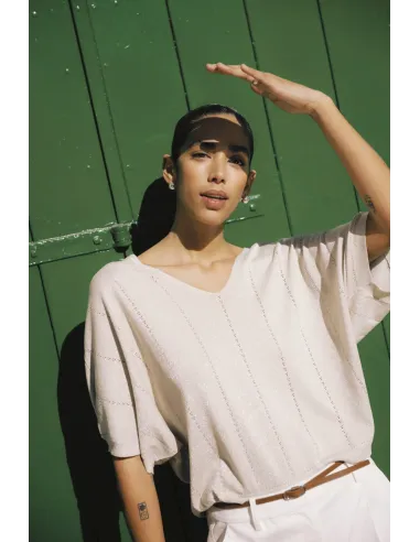 Pull sans manches Mobbe, beige, pailleté