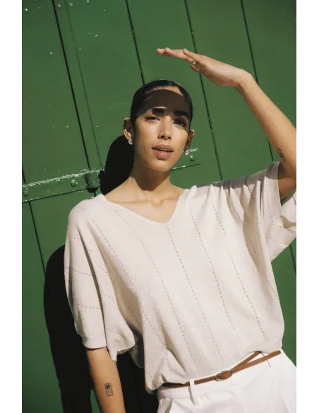 Pull sans manches Mobbe, beige, pailleté