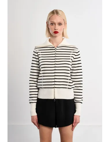 Gilet double-zippé rayé