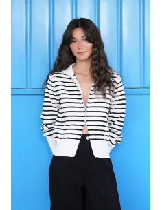 Gilet double-zippé rayé