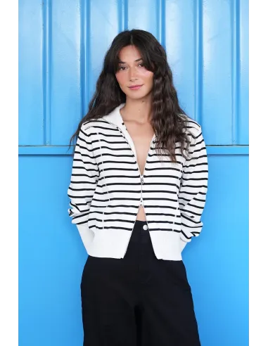 Gilet double-zippé rayé