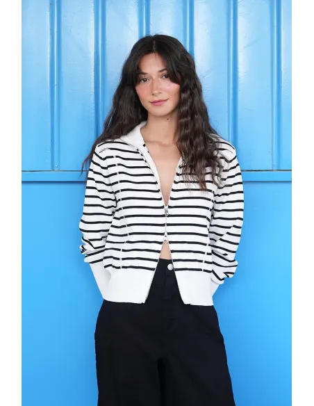 Gilet double-zippé rayé