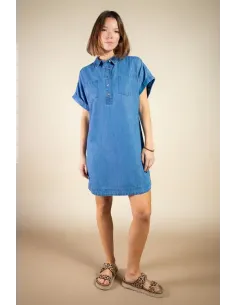 Robe mi-longue Niouma, bleue 2