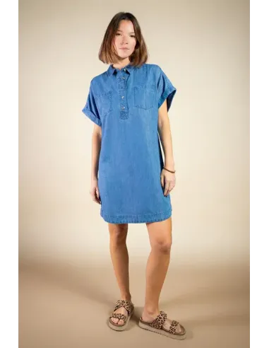 Robe mi-longue Niouma, bleue