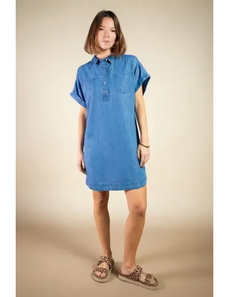 Robe mi-longue Niouma, bleue