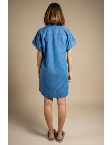 Robe mi-longue Niouma, bleue