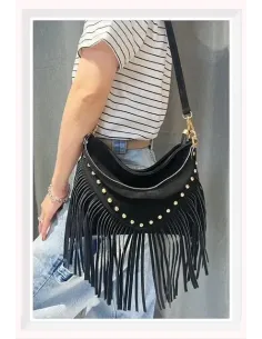 Sac Bandouliére CLOUTE FRANGE, daim 2