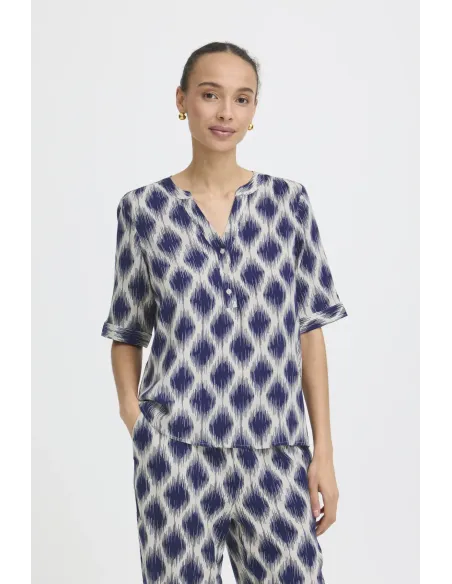 Blouse JOELLA VNECK Top 4, Bleu