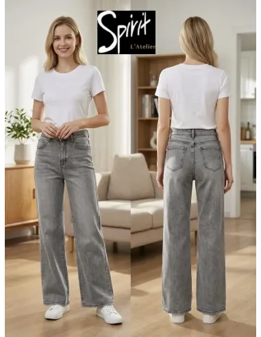 Jean WIDE LEG, gris