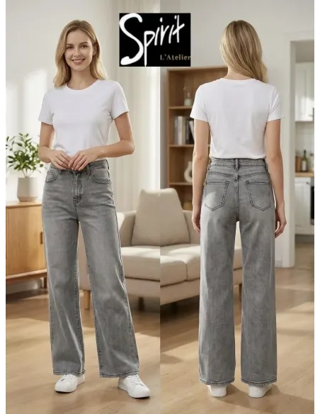 Jean WIDE LEG, gris