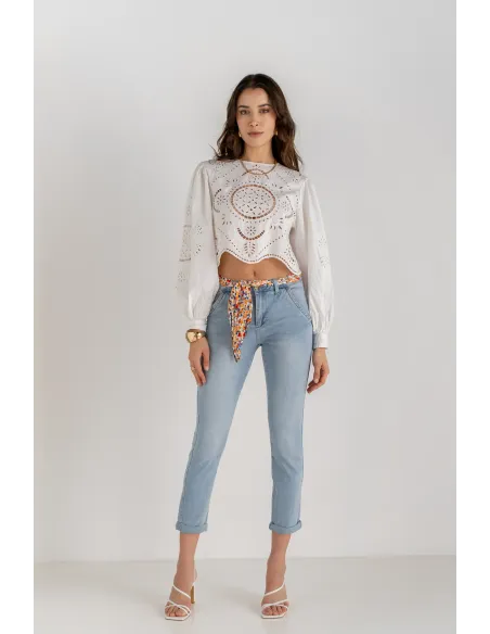 Pantalon chino ONADO, Jean ciel