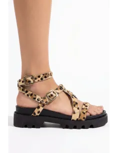 Compensées Negrita camel léopard – Femme