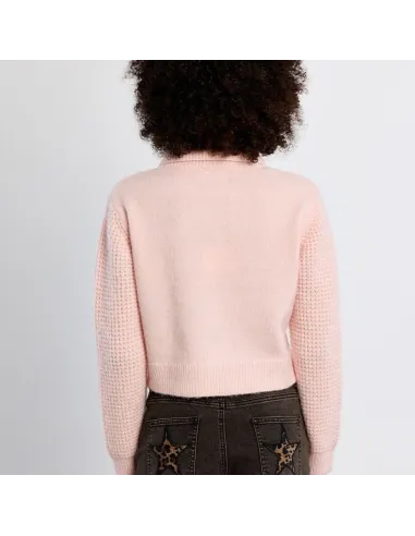 Cardigan boutonné, col Preppy, Light Pink