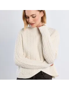 Pull en maille torsadée, asymétrique, Royal Blue