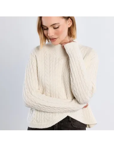 Pull en maille torsadée, asymétrique, Royal Blue