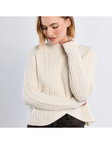 Pull en maille torsadée, asymétrique, Royal Blue