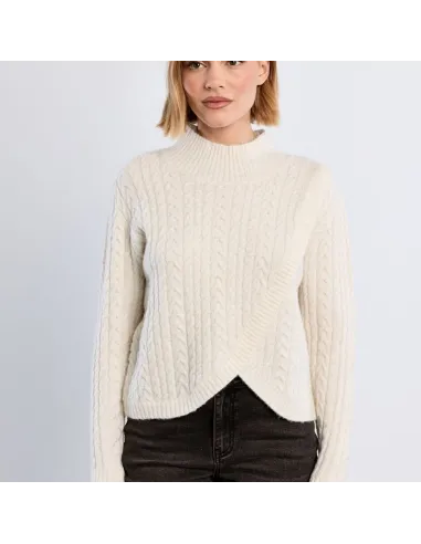 Pull en maille torsadée, asymétrique, Royal Blue