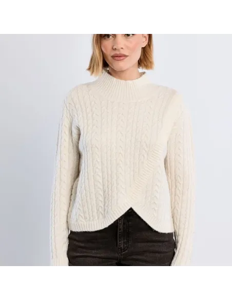 Pull en maille torsadée, asymétrique, Royal Blue