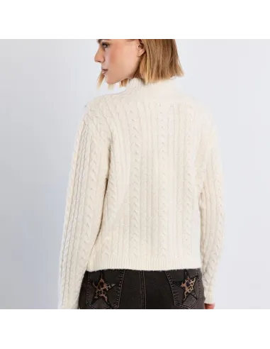 Pull en maille torsadée, asymétrique, Royal Blue