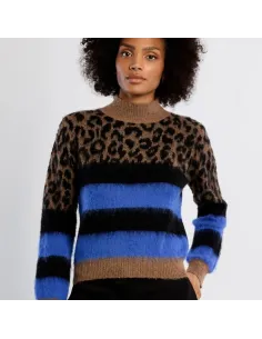 Pull en maille léopard, Marron