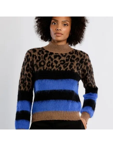 Pull en maille léopard, Marron
