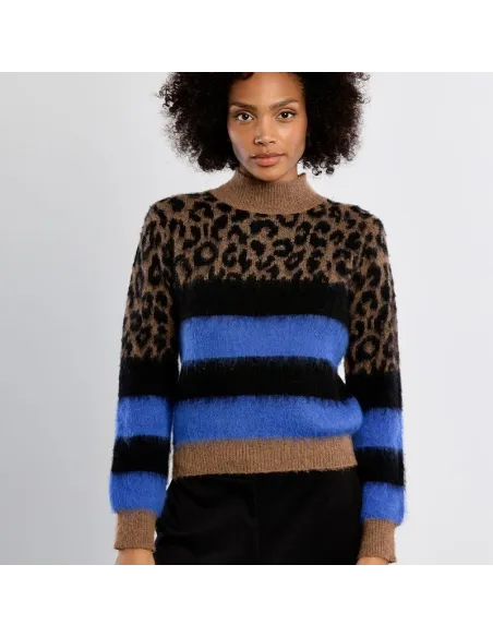 Pull en maille léopard, Marron