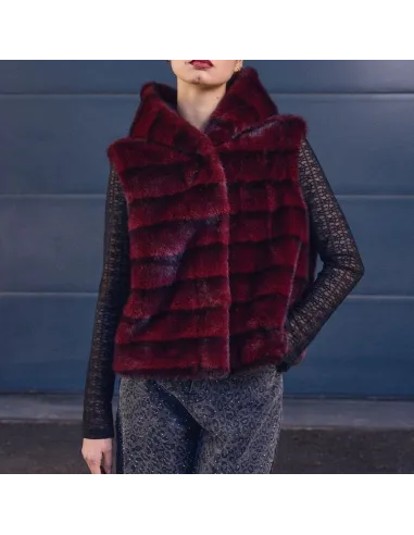 Veste sans manches, imitation fourrure, Chocolate
