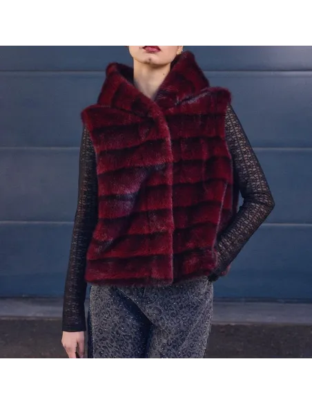 Veste sans manches, imitation fourrure, Chocolate