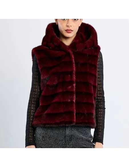 Veste sans manches, imitation fourrure, Chocolate