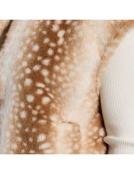 Veste sans manches, imitation fourrure, faon, Beige