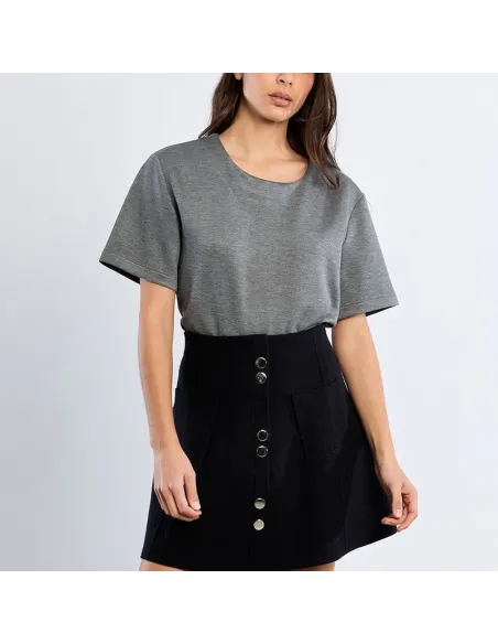 Mini jupe en maille, taille haute, Noir